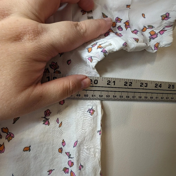 Ana Flowy  White 100% Cotton Pilgrim Top Floral Red Detail Sleeve Medium - Picture 10 of 10